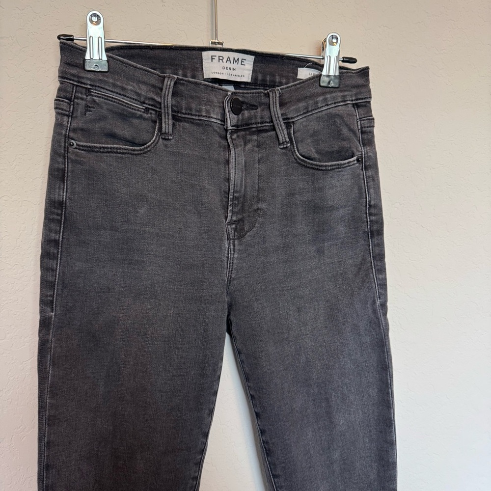 Frame Denim Le High Skinny Washed Black Distressed Skinny Jeans - Picture 2 of 4